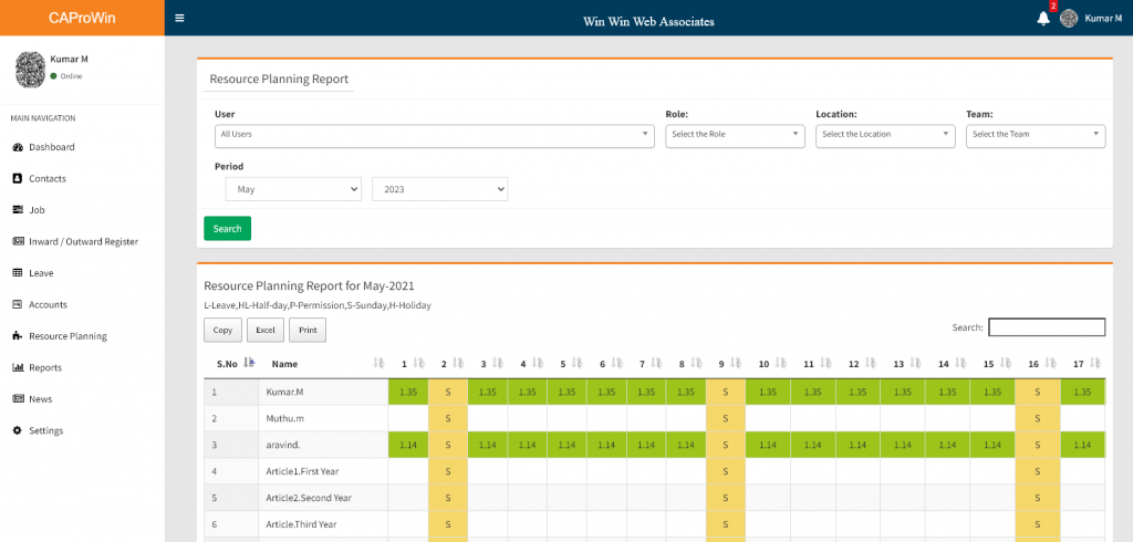 Resource Management for CA Office Management software